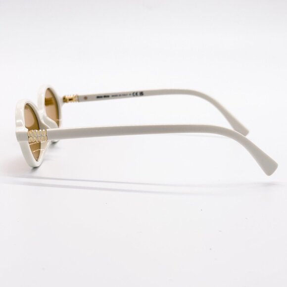 NEW MIU MIU SMU 04Z 14240D OVAL WHITE GOLD WOMEN SUNGLASSES MU04ZS 14240D - Picture 10 of 14